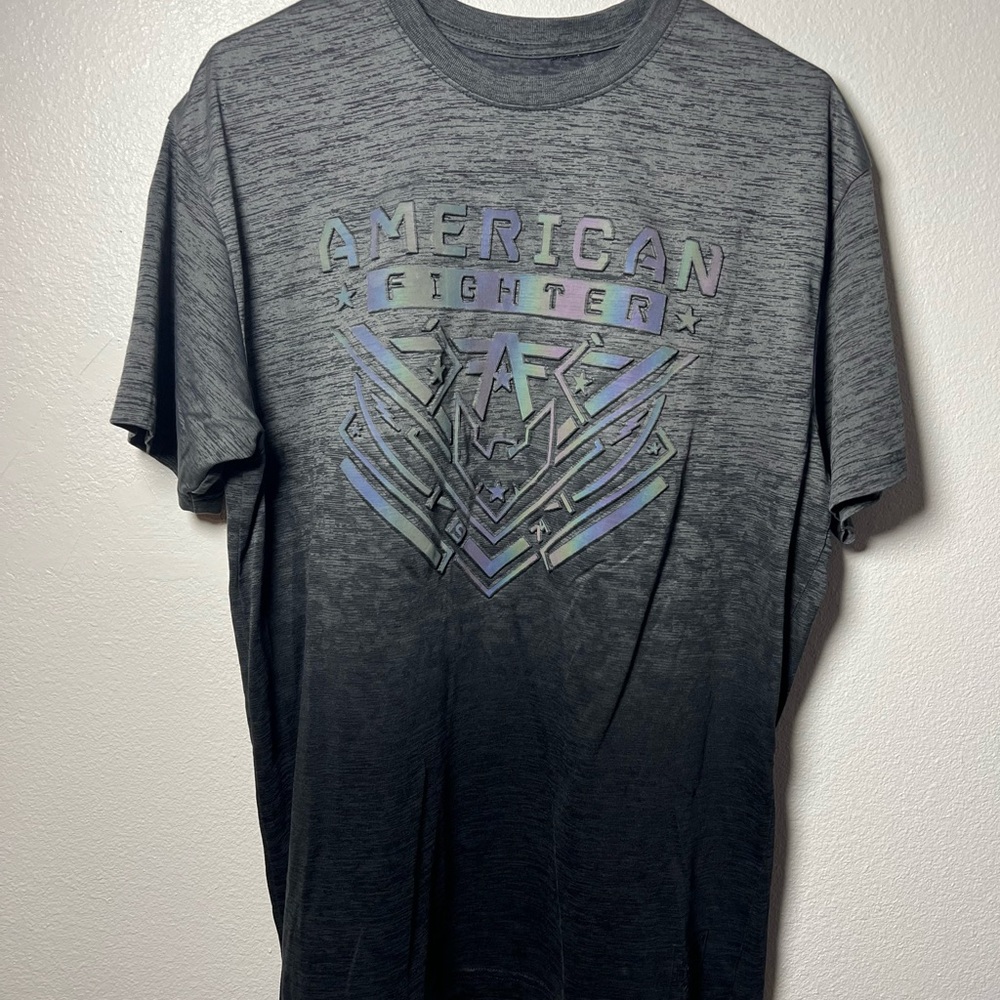 American Fighter Charcoal Tee with Iridescent Logo